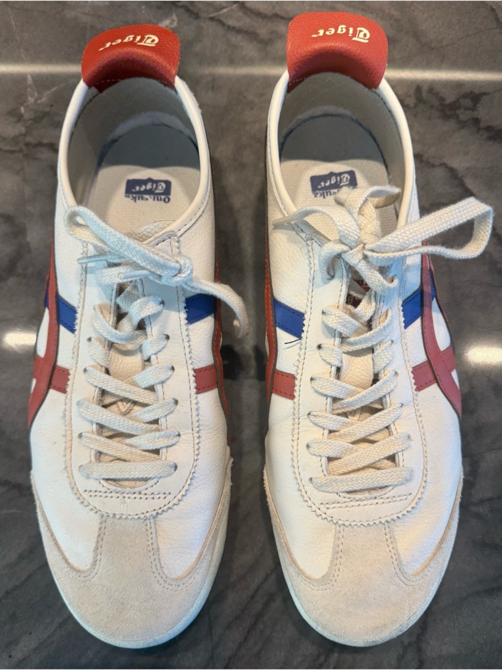 Onitsuka Tiger Mexico 66 White Blue Red Leather Low Top Sneakers Athletic Shoes